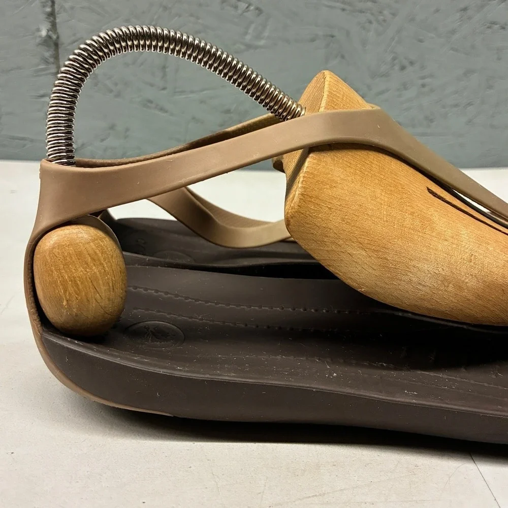 Crocs Sexi Flip Sandals Women's 9 Brown Ankle Strap Casual Beach Comfort - Picture 3 of 12